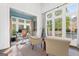 Bright sitting area features large windows, natural light, and custom built-in shelves at 140 Newhaven Dr, Fayetteville, GA 30215