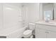 Bathroom features a tub-shower combo and a white vanity with sink and mirror at 315 Arwen Dr # 105, Mcdonough, GA 30252