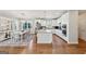 Modern kitchen with white cabinets, an island, stainless steel appliances, and a dining area for a functional and stylish space at 108 White Oak Tl, Cumming, GA 30028