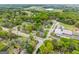 Expansive aerial view highlighting the property's location within a tree-filled community near the school at 1202 Emory St, Oxford, GA 30054
