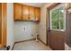 Clean laundry room with cabinetry, hookups, and a door to the outside at 115 Bob White Trl, Fayetteville, GA 30215