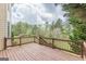 Second story deck with stained wood overlooking backyard and wooded scenery at 217 Brunswick Dr, Tyrone, GA 30290
