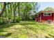 Lush backyard featuring a spacious lawn, mature trees, and shaded areas at 3614 Fairburn Nw Pl, Atlanta, GA 30331