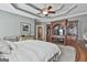Comfortable main bedroom features a coffered ceiling, TV, decorative dresser, and neutral carpet at 35 Ryans Ct, Sharpsburg, GA 30277