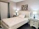 Cozy bedroom with a white bed, two nightstands, and hardwood floors at 1475 Woodington Cir, Lawrenceville, GA 30044