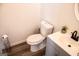 Powder room features a sleek vanity and a modern black faucet at 304 Commons Dr, Jonesboro, GA 30236