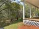 Covered back porch overlooking a wooded lot with mature trees providing ample privacy at 25 Dove Pt, Covington, GA 30016