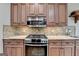 New appliances and tile backsplash in a modern kitchen featuring warm lighting at 3230 Riverhill Ct, Cumming, GA 30041