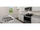 Close-up view of the kitchen featuring stainless steel appliances, granite countertops, and bright natural light at 8593 Secretariat Dr # 20, Lithonia, GA 30058