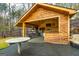 Outdoor grilling shed with stainless steel appliances, bar area, and dining space at 168 Lakeview Dr, Grantville, GA 30220