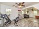 Recreation room including gym equipment and ceiling fan at 168 Lakeview Dr, Grantville, GA 30220
