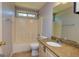 Bathroom with a single vanity, toilet, and shower/tub combo at 230 Hidden Brook Trl, Fayetteville, GA 30215