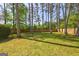 Backyard showcasing tall trees and a wooden fence at 9689 Pintail Trl, Jonesboro, GA 30238