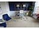 Stylish office with a modern desk, bright blue accent wall, and ample natural light at 480 Meadow Sage Ln, Fayetteville, GA 30214