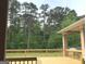 Beautiful wood deck with backyard view overlooking lush green trees at 6279 Giles Rd, Lithonia, GA 30058