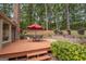 Backyard deck features outdoor dining set and access to the yard, perfect for entertaining at 107 Rolling Grn, Peachtree City, GA 30269