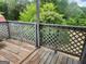 View of a wooden deck and a grey lattice railing at 34 Pine St, Porterdale, GA 30014