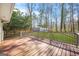 Wooden deck with railing overlooking tree-lined backyard and lush greenery providing a private outdoor retreat at 2511 Due West Nw Cir, Kennesaw, GA 30152
