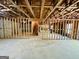 Unfinished basement with framed walls and wooden stairs leading to the upper level at 2481 Weatherstone Cir, Conyers, GA 30094
