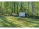 Backyard features a storage shed in yard and a grouping of azaleas at 2340 Rolling Acres Sw Dr, Conyers, GA 30094