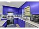 Modern kitchen features stainless steel appliances, marble countertops, and vibrant blue cabinets at 2451 Cedar Fork Trl, Marietta, GA 30062