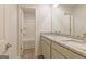 Bathroom with double sink vanity featuring stone countertops next to the shower and bath at 5318 Tolar Rd # 25, South Fulton, GA 30213