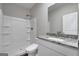 Modern bathroom featuring a walk-in shower, granite countertop vanity, and stylish fixtures at 5326 Tolar Rd # 29, South Fulton, GA 30213