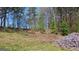 Landscaping of yard with cut stumps surrounded by fresh landscaping, creating a serene outdoor space at 172 Willow Springs Ln, Stockbridge, GA 30281