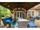 Relaxing patio area with comfortable seating, a covered structure, and access to the backyard at 4360 Derrick Rd, South Fulton, GA 30349