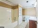 Bathroom with white shower, tile floors, and shelving at 1201 Turtle Creek Ct, Lawrenceville, GA 30043