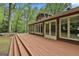 Exterior view of the deck highlighting the house's windows and access to the backyard at 115 Ebenezer Church Rd, Fayetteville, GA 30215