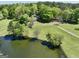 Scenic view of a tranquil pond surrounded by trees, reflecting the serene atmosphere of the property at 115 Ebenezer Church Rd, Fayetteville, GA 30215