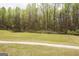 Grassy backyard featuring fresh lawn and bordering a lush green forest, offering privacy and scenic beauty at 118 Jasmine Way, Villa Rica, GA 30180