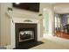 Close-up of the fireplace featuring a white mantel at 118 Jasmine Way, Villa Rica, GA 30180
