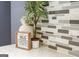 Close-up of a kitchen countertop with a stylish backsplash and decorative accents at 118 Jasmine Way, Villa Rica, GA 30180