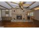 Large stone fireplace is a highlight in this large living room at 150 Mary Lynn Ln, Fayetteville, GA 30214
