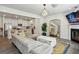 Spacious living room flows into a modern kitchen, great for entertaining guests at 375 Crider Ct, Woodstock, GA 30188