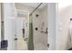 Bathroom shower with tiled surround, curtain and accessories at 140 Crimson Rdg, Tyrone, GA 30290