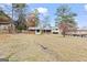 Wide view of backyard with some fall foliage, a partially fenced area, and mature trees at 3727 Calmer Cir, East Point, GA 30344