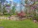 Scenic backyard featuring a serene pond with rock features and a vibrant, manicured lawn at 100 Little Creek Dr, Sharpsburg, GA 30277