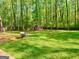 Large backyard with mature trees, storage shed, and lush lawn at 149 Wimberly Way, Powder Springs, GA 30127