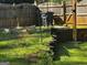 A terraced yard featuring multiple gardening beds, fencing and greenery at 149 Wimberly Way, Powder Springs, GA 30127