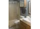 Cozy bathroom featuring a shower-tub combo, vanity and neutral color scheme at 6183 Field Stone Dr, Douglasville, GA 30134