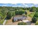 Aerial view features home, long driveway, mature landscaping and flowering trees at 424 N Green Cir, Mcdonough, GA 30252