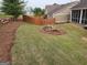 A beautiful backyard showcasing a wooden fence, landscape rock, and green lawn at 1598 Renaissance Ne Dr, Conyers, GA 30012