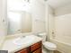 Bathroom with updated vanity and combination tub and shower at 3675 Arminto Dr, Ellenwood, GA 30294