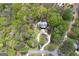 A stunning aerial shot of a home nestled among lush trees and an elegant circular driveway at 173 Darwish Dr, Mcdonough, GA 30252
