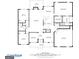 Detailed floor plan of first floor showing bedrooms, living room, kitchen, pantry, dining room, and garage at 185 Cold Harbor Ct, Sharpsburg, GA 30277