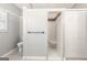 Bathroom featuring gray walls, framed shower and tiled floor at 210 Brittany Chase, Fayetteville, GA 30214