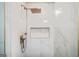 Close up of newly installed shower with rainfall showerhead and updated fixtures at 3387 Oak Dr, Lawrenceville, GA 30044